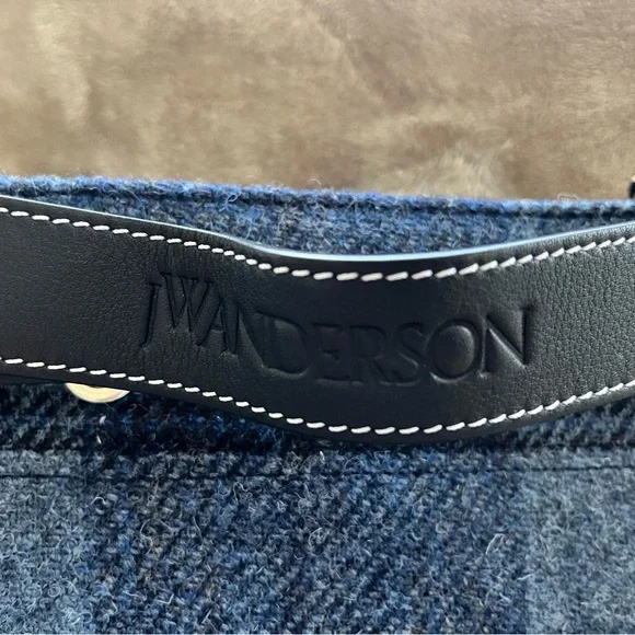 JW Anderson Harris Tweed Blue Plaid Women's Shoulder Bag - Picture 3 of 12